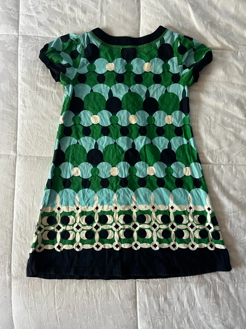 Gap Kids Green & Aqua Geometric Print Short Sleeve Dress